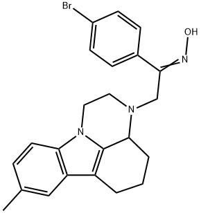 1-(4-bromophenyl)-2-(8-methyl-1,2,3a,4,5,6-hexahydro-3H-pyrazino[3,2,1-jk]carbazol-3-yl)ethanone oxime Struktur