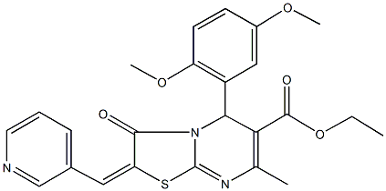 ethyl 5-(2,5-dimethoxyphenyl)-7-methyl-3-oxo-2-(3-pyridinylmethylene)-2,3-dihydro-5H-[1,3]thiazolo[3,2-a]pyrimidine-6-carboxylate Struktur