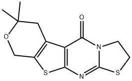 7,7-dimethyl-2,3,6,9-tetrahydro-5H,7H-pyrano[4',3':4,5]thieno[2,3-d][1,3]thiazolo[3,2-a]pyrimidin-5-one Struktur