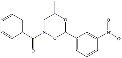 2-benzoyl-6-{3-nitrophenyl}-4-methyl-1,5,2-dioxazinane Struktur