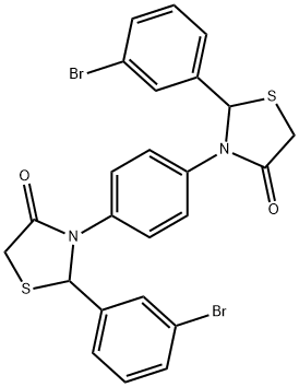 2-(3-bromophenyl)-3-{4-[2-(3-bromophenyl)-4-oxo-1,3-thiazolidin-3-yl]phenyl}-1,3-thiazolidin-4-one Struktur