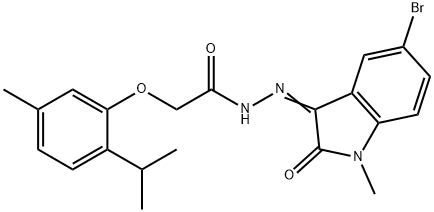 N'-(5-bromo-1-methyl-2-oxo-1,2-dihydro-3H-indol-3-ylidene)-2-(2-isopropyl-5-methylphenoxy)acetohydrazide Struktur