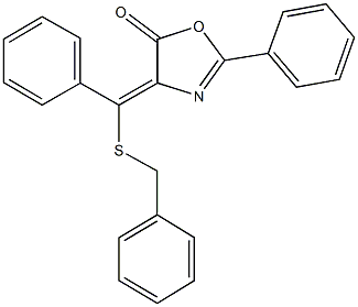 4-[(benzylsulfanyl)(phenyl)methylene]-2-phenyl-1,3-oxazol-5(4H)-one Struktur