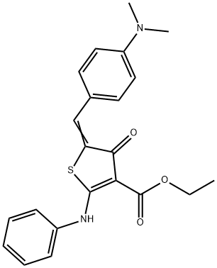 ethyl 2-anilino-5-[4-(dimethylamino)benzylidene]-4-oxo-4,5-dihydro-3-thiophenecarboxylate Struktur