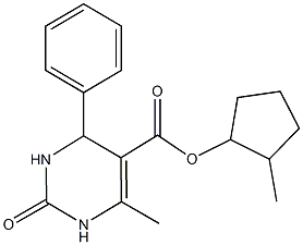 2-methylcyclopentyl 6-methyl-2-oxo-4-phenyl-1,2,3,4-tetrahydro-5-pyrimidinecarboxylate Struktur