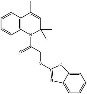 1-[(1,3-benzoxazol-2-ylsulfanyl)acetyl]-2,2,4-trimethyl-1,2-dihydroquinoline Struktur