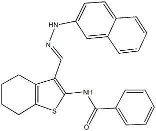 N-{3-[2-(2-naphthyl)carbohydrazonoyl]-4,5,6,7-tetrahydro-1-benzothien-2-yl}benzamide Struktur