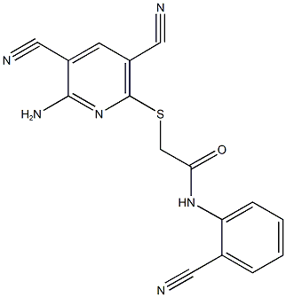 2-[(6-amino-3,5-dicyano-2-pyridinyl)sulfanyl]-N-(2-cyanophenyl)acetamide Struktur