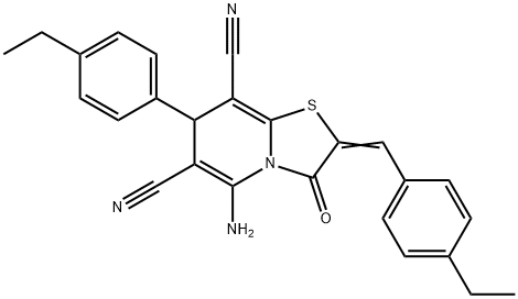 5-amino-2-(4-ethylbenzylidene)-7-(4-ethylphenyl)-3-oxo-2,3-dihydro-7H-[1,3]thiazolo[3,2-a]pyridine-6,8-dicarbonitrile Struktur