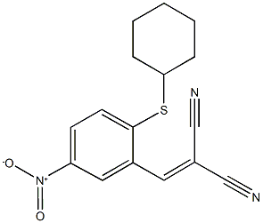 2-{2-(cyclohexylsulfanyl)-5-nitrobenzylidene}malononitrile Struktur