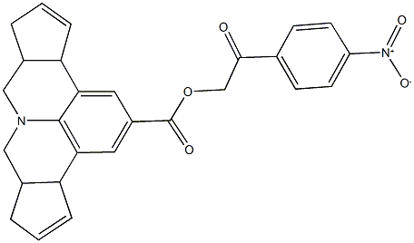 2-{4-nitrophenyl}-2-oxoethyl 3b,6,6a,7,9,9a,10,12a-octahydrocyclopenta[c]cyclopenta[4,5]pyrido[3,2,1-ij]quinoline-2-carboxylate Struktur