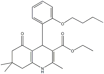 ethyl 4-(2-butoxyphenyl)-2,7,7-trimethyl-5-oxo-1,4,5,6,7,8-hexahydro-3-quinolinecarboxylate Struktur