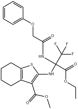 methyl 2-({1-(ethoxycarbonyl)-2,2,2-trifluoro-1-[(phenoxyacetyl)amino]ethyl}amino)-4,5,6,7-tetrahydro-1-benzothiophene-3-carboxylate Struktur