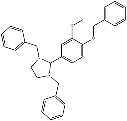 1,3-dibenzyl-2-[4-(benzyloxy)-3-methoxyphenyl]imidazolidine Struktur