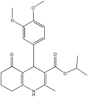 isopropyl 4-(3,4-dimethoxyphenyl)-2-methyl-5-oxo-1,4,5,6,7,8-hexahydro-3-quinolinecarboxylate Struktur