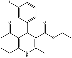 ethyl 4-(3-iodophenyl)-2-methyl-5-oxo-1,4,5,6,7,8-hexahydro-3-quinolinecarboxylate Struktur