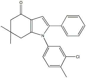 1-(3-chloro-4-methylphenyl)-6,6-dimethyl-2-phenyl-1,5,6,7-tetrahydro-4H-indol-4-one Struktur