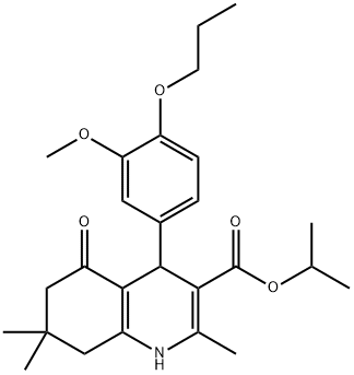 isopropyl 4-(3-methoxy-4-propoxyphenyl)-2,7,7-trimethyl-5-oxo-1,4,5,6,7,8-hexahydro-3-quinolinecarboxylate Struktur