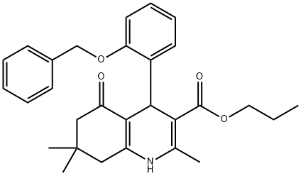 propyl 4-[2-(benzyloxy)phenyl]-2,7,7-trimethyl-5-oxo-1,4,5,6,7,8-hexahydro-3-quinolinecarboxylate Struktur