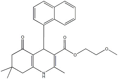 2-methoxyethyl 2,7,7-trimethyl-4-(1-naphthyl)-5-oxo-1,4,5,6,7,8-hexahydroquinoline-3-carboxylate Struktur