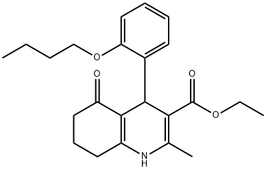 ethyl 4-[2-(butyloxy)phenyl]-2-methyl-5-oxo-1,4,5,6,7,8-hexahydroquinoline-3-carboxylate Struktur