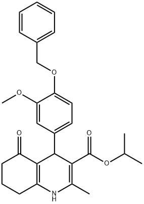 1-methylethyl 2-methyl-4-{3-(methyloxy)-4-[(phenylmethyl)oxy]phenyl}-5-oxo-1,4,5,6,7,8-hexahydroquinoline-3-carboxylate Struktur