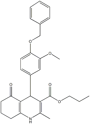 propyl 4-[4-(benzyloxy)-3-methoxyphenyl]-2-methyl-5-oxo-1,4,5,6,7,8-hexahydro-3-quinolinecarboxylate Struktur