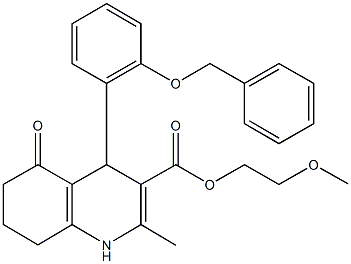 2-(methyloxy)ethyl 2-methyl-5-oxo-4-{2-[(phenylmethyl)oxy]phenyl}-1,4,5,6,7,8-hexahydroquinoline-3-carboxylate Struktur