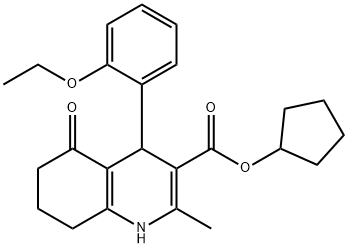 cyclopentyl 4-[2-(ethyloxy)phenyl]-2-methyl-5-oxo-1,4,5,6,7,8-hexahydroquinoline-3-carboxylate Struktur