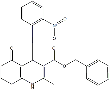 benzyl 4-{2-nitrophenyl}-2-methyl-5-oxo-1,4,5,6,7,8-hexahydro-3-quinolinecarboxylate Struktur