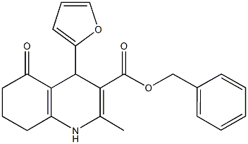 benzyl 4-(2-furyl)-2-methyl-5-oxo-1,4,5,6,7,8-hexahydro-3-quinolinecarboxylate Struktur