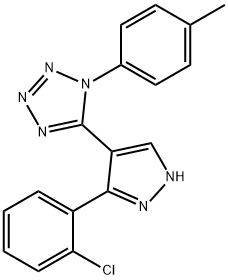 5-[5-(2-chlorophenyl)-1H-pyrazol-4-yl]-1-(4-methylphenyl)-1H-tetraazole Struktur