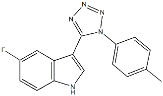 5-fluoro-3-[1-(4-methylphenyl)-1H-tetraazol-5-yl]-1H-indole Struktur