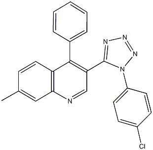 3-[1-(4-chlorophenyl)-1H-tetraazol-5-yl]-7-methyl-4-phenylquinoline Struktur