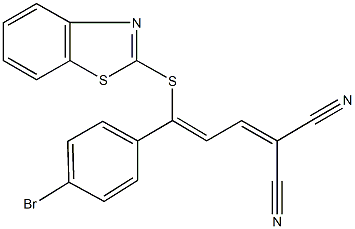 2-[3-(1,3-benzothiazol-2-ylsulfanyl)-3-(4-bromophenyl)-2-propenylidene]malononitrile Struktur