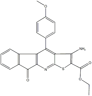 ethyl 3-amino-4-(4-methoxyphenyl)-9-oxo-9H-indeno[2,1-b]thieno[3,2-e]pyridine-2-carboxylate Struktur