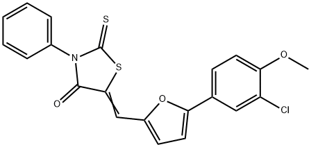 5-{[5-(3-chloro-4-methoxyphenyl)-2-furyl]methylene}-3-phenyl-2-thioxo-1,3-thiazolidin-4-one Struktur