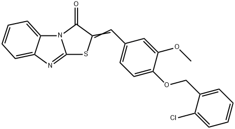 2-{4-[(2-chlorobenzyl)oxy]-3-methoxybenzylidene}[1,3]thiazolo[3,2-a]benzimidazol-3(2H)-one Struktur