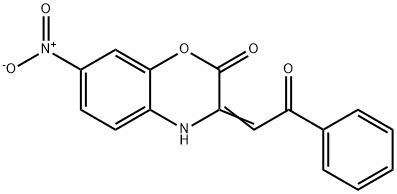 7-nitro-3-(2-oxo-2-phenylethylidene)-3,4-dihydro-2H-1,4-benzoxazin-2-one Struktur