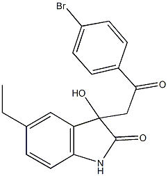 3-[2-(4-bromophenyl)-2-oxoethyl]-5-ethyl-3-hydroxy-1,3-dihydro-2H-indol-2-one Struktur