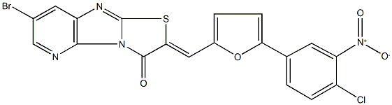 7-bromo-2-[(5-{4-chloro-3-nitrophenyl}-2-furyl)methylene][1,3]thiazolo[2',3':2,3]imidazo[4,5-b]pyridin-3(2H)-one Struktur