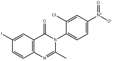 3-{2-chloro-4-nitrophenyl}-6-iodo-2-methyl-4(3H)-quinazolinone Struktur