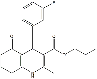 propyl 4-(3-fluorophenyl)-2-methyl-5-oxo-1,4,5,6,7,8-hexahydro-3-quinolinecarboxylate Struktur