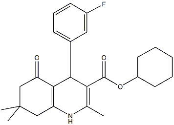 cyclohexyl 4-(3-fluorophenyl)-2,7,7-trimethyl-5-oxo-1,4,5,6,7,8-hexahydro-3-quinolinecarboxylate Struktur