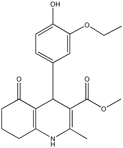 methyl 4-(3-ethoxy-4-hydroxyphenyl)-2-methyl-5-oxo-1,4,5,6,7,8-hexahydro-3-quinolinecarboxylate Struktur