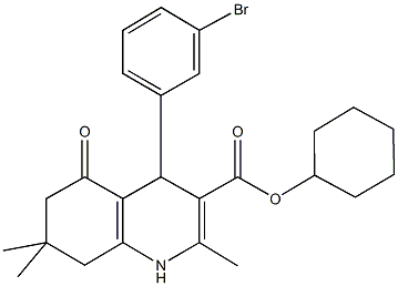 cyclohexyl 4-(3-bromophenyl)-2,7,7-trimethyl-5-oxo-1,4,5,6,7,8-hexahydroquinoline-3-carboxylate Struktur