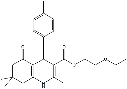 2-(ethyloxy)ethyl 2,7,7-trimethyl-4-(4-methylphenyl)-5-oxo-1,4,5,6,7,8-hexahydroquinoline-3-carboxylate Struktur