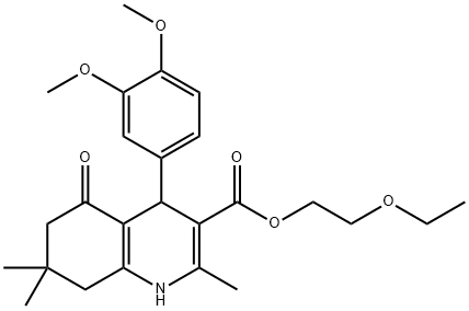 2-(ethyloxy)ethyl 4-[3,4-bis(methyloxy)phenyl]-2,7,7-trimethyl-5-oxo-1,4,5,6,7,8-hexahydroquinoline-3-carboxylate Struktur