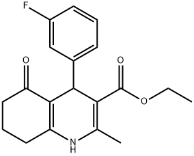 ethyl 4-(3-fluorophenyl)-2-methyl-5-oxo-1,4,5,6,7,8-hexahydro-3-quinolinecarboxylate Struktur