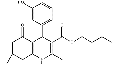 butyl 4-(3-hydroxyphenyl)-2,7,7-trimethyl-5-oxo-1,4,5,6,7,8-hexahydroquinoline-3-carboxylate Struktur